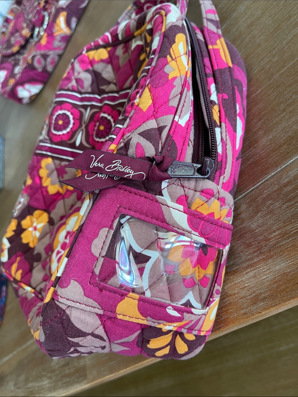 Vera Bradley Quilted Small lunch bag Pink, Yellow & Brown Floral Retired - Picture 2 of 5